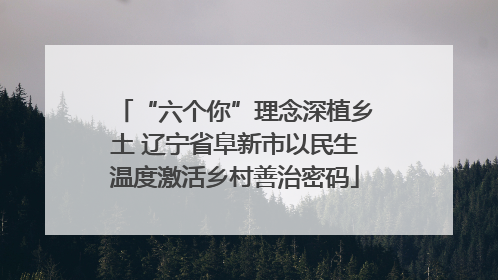 “六个你”理念深植乡土 辽宁省阜新市以民生温度激活乡村善治密码