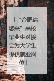 “合肥请您来”高校毕业生对接会为大学生提供就业岗位