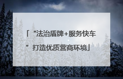 “法治盾牌+服务快车”打造优质营商环境