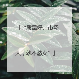“质量好、市场大，就不愁卖”