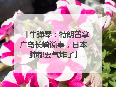 牛弹琴：特朗普拿广岛长崎说事，日本肺都要气炸了