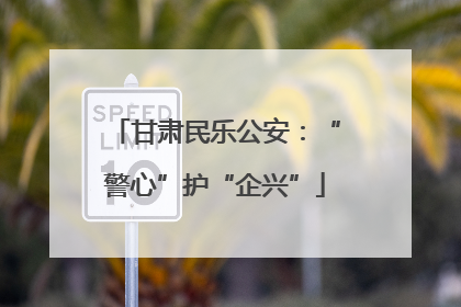 甘肃民乐公安：“警心”护“企兴”