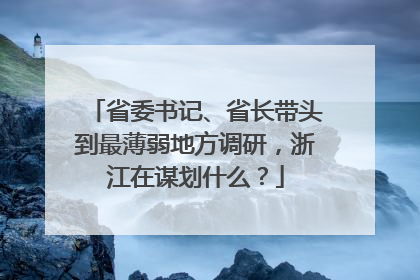 省委书记、省长带头到最薄弱地方调研，浙江在谋划什么？