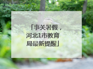 事关暑假，河北1市教育局最新提醒