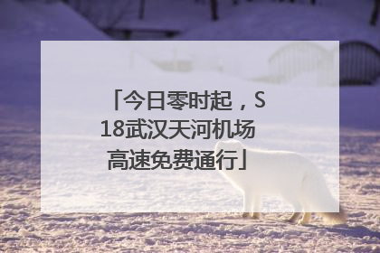 今日零时起，S18武汉天河机场高速免费通行