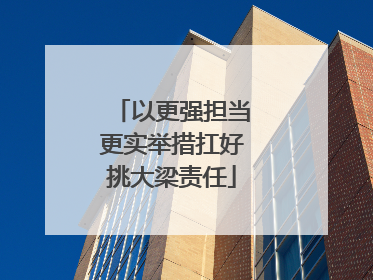 以更强担当更实举措扛好挑大梁责任