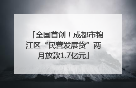 全国首创！成都市锦江区“民营发展贷”两月放款1.7亿元