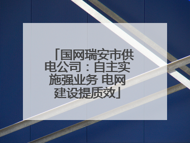 国网瑞安市供电公司：自主实施强业务 电网建设提质效