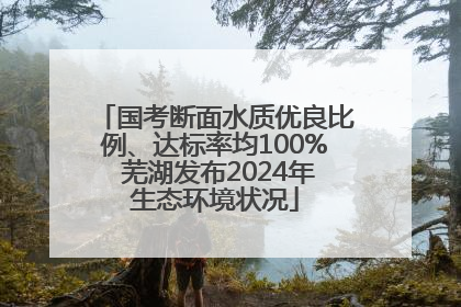 国考断面水质优良比例、达标率均100% 芜湖发布2024年生态环境状况