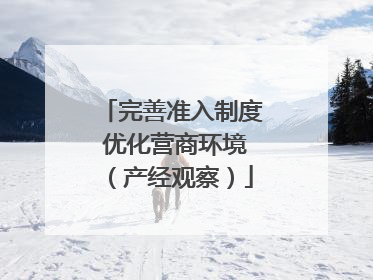 完善准入制度 优化营商环境（产经观察）