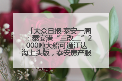 大众日报·泰安一周：泰安港“三改二”2000吨大船可通江达海上头版，泰安房产服务改革经验全省推广