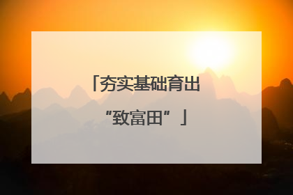 夯实基础育出“致富田”