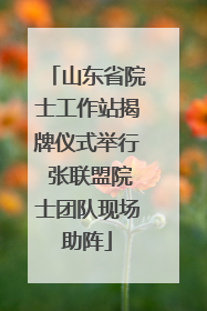 山东省院士工作站揭牌仪式举行 张联盟院士团队现场助阵
