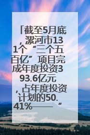 截至5月底，漯河市131个“三个五百亿”项目完成年度投资393.6亿元，占年度投资计划的50.41%——“三个五百亿”项目带动产业提质升级