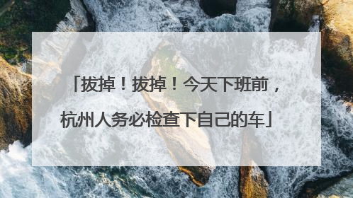 拔掉！拔掉！今天下班前，杭州人务必检查下自己的车
