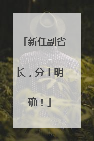 新任副省长，分工明确！