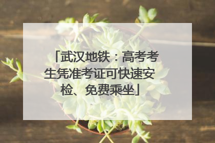 武汉地铁：高考考生凭准考证可快速安检、免费乘坐