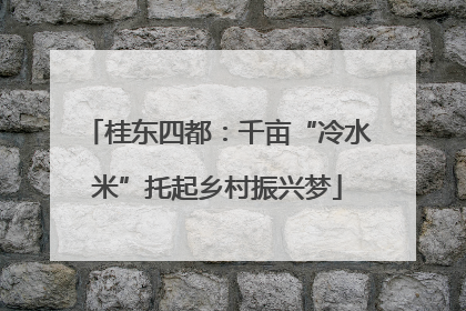 桂东四都：千亩“冷水米”托起乡村振兴梦