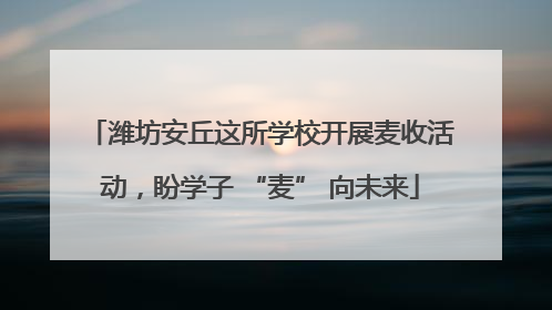 潍坊安丘这所学校开展麦收活动，盼学子 “麦” 向未来