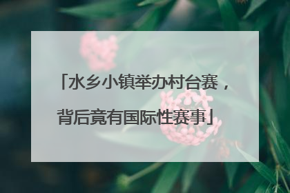 水乡小镇举办村台赛，背后竟有国际性赛事