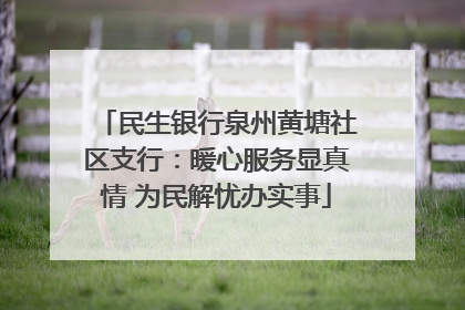 民生银行泉州黄塘社区支行：暖心服务显真情 为民解忧办实事