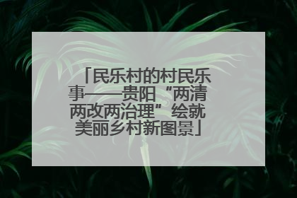 民乐村的村民乐事——贵阳“两清两改两治理”绘就美丽乡村新图景