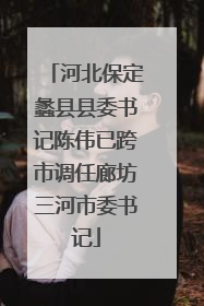 河北保定蠡县县委书记陈伟已跨市调任廊坊三河市委书记