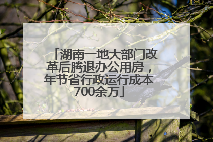 湖南一地大部门改革后腾退办公用房，年节省行政运行成本700余万