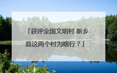 获评全国文明村 新乡县这两个村为啥行？
