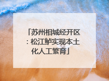 苏州相城经开区：松江鲈实现本土化人工繁育