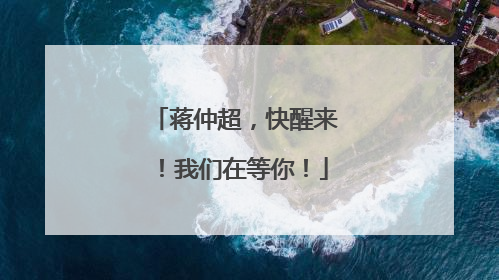 蒋仲超，快醒来！我们在等你！