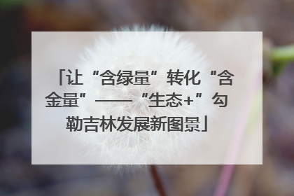 让“含绿量”转化“含金量”——“生态+”勾勒吉林发展新图景