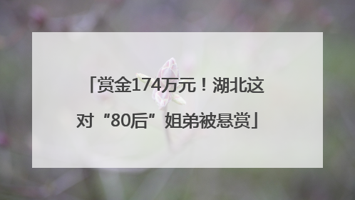 赏金174万元！湖北这对“80后”姐弟被悬赏