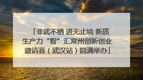非武不栖 进无止境 新质生产力“智”汇常州创新创业邀请赛（武汉站）圆满举办