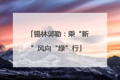 锡林郭勒：乘“新”风向“绿”行