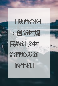 陕西合阳：创新村规民约让乡村治理焕发新的生机