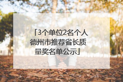 3个单位2名个人 德州市推荐省长质量奖名单公示