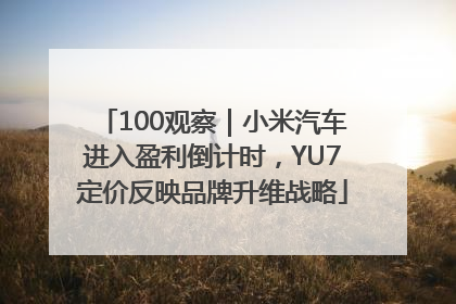 100观察｜小米汽车进入盈利倒计时，YU7定价反映品牌升维战略