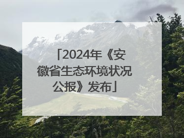 2024年《安徽省生态环境状况公报》发布
